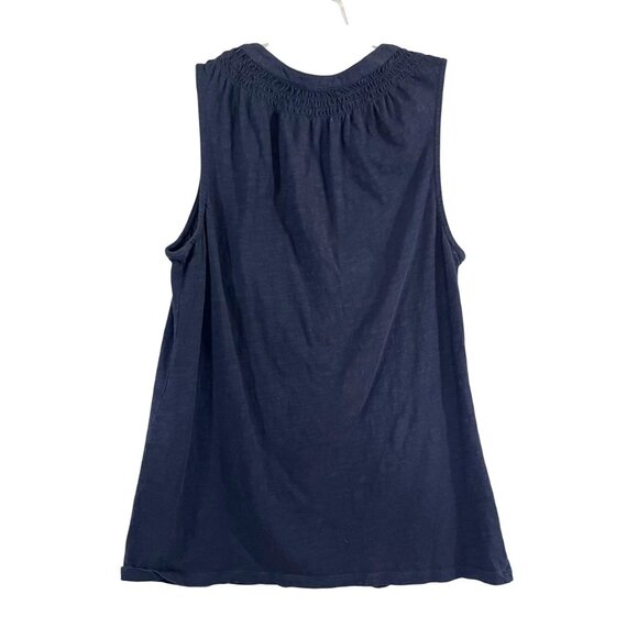 Lilly Pulitzer Essie Smocked Tank Top Navy Blue Cotton V-Neck Size Small - Picture 2 of 6